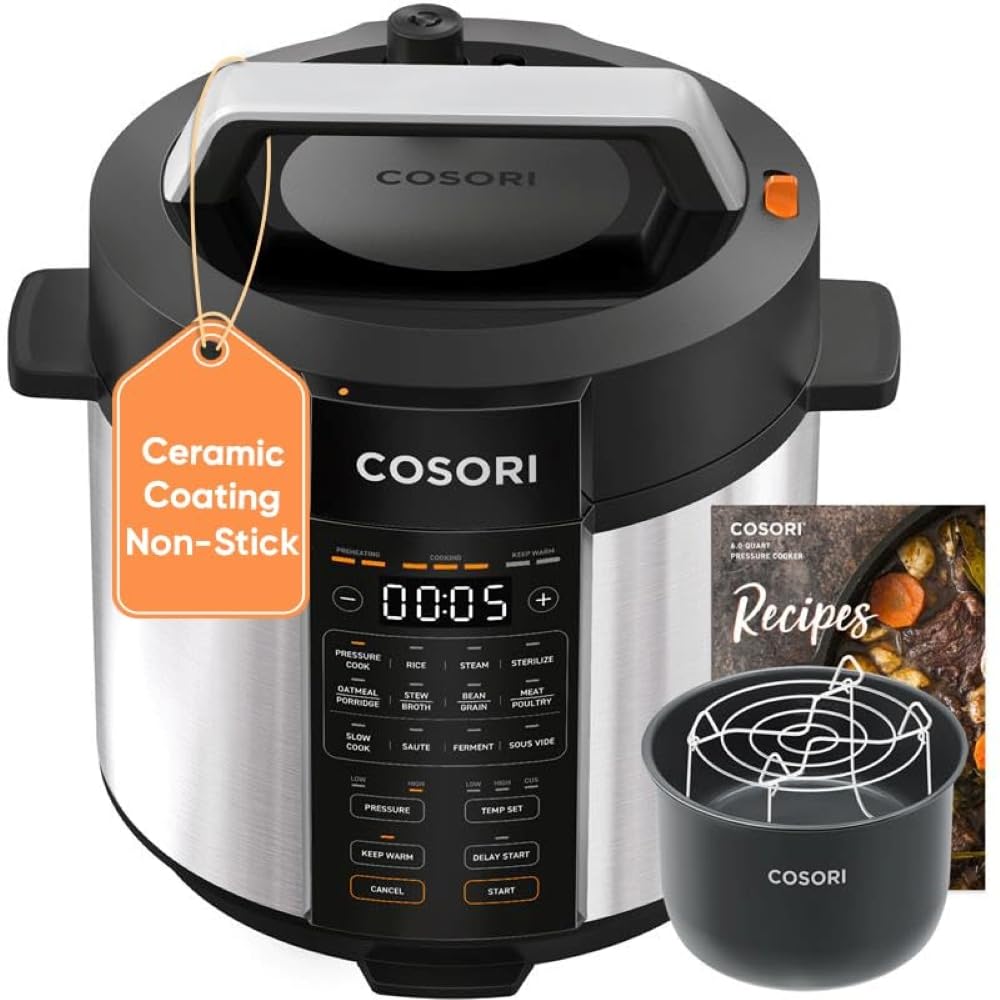Cosori Pressure Cooker 6QT, 9-in-1, Ceramic Coating Pot, 12 Safety Features