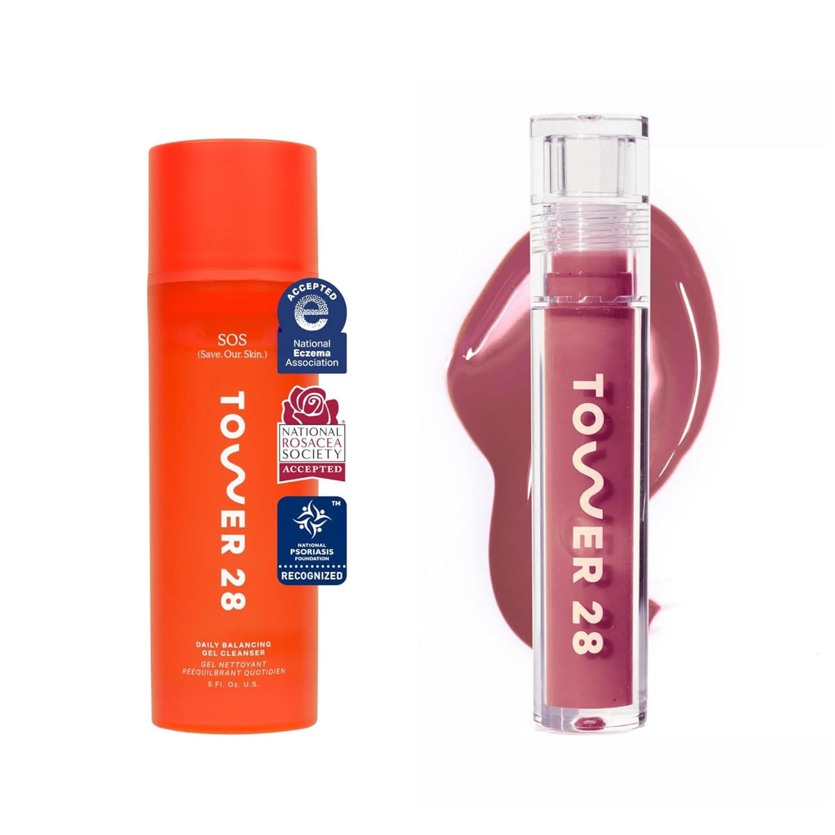 Tower 28 ShineOn Milky Lip Jelly, SESAME SOS cleanser + Makeup Remover for Sensitive Skin 150 ML