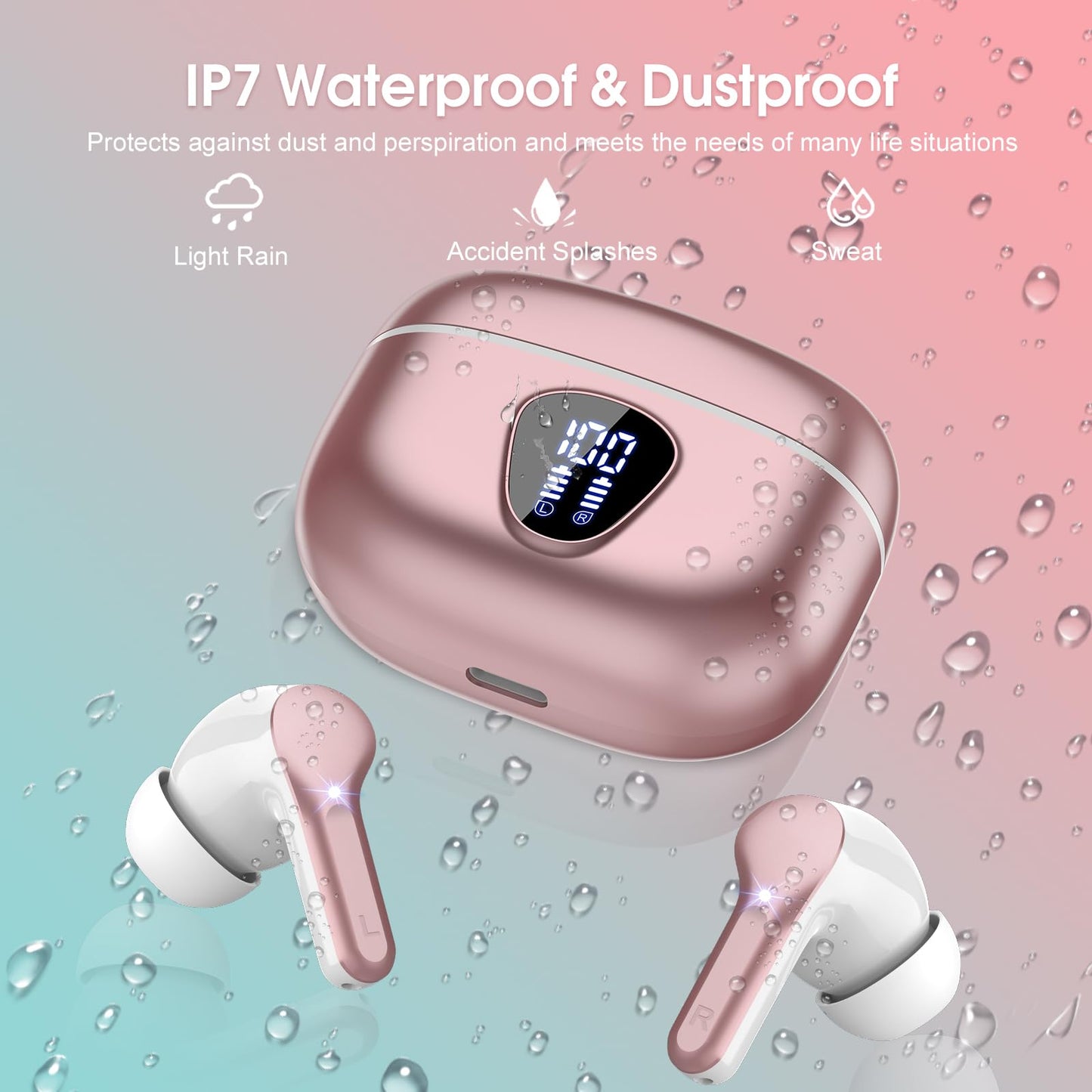 Wireless Earbuds, Bluetooth 5.4 Headphones HiFi Stereo, Bluetooth Earbuds