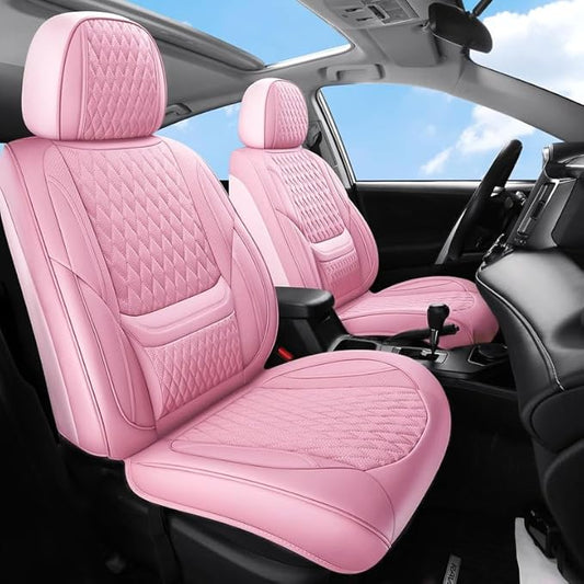 Car Seat Covers Full Set Custom Fit for Buick Century 1997-2005 - Premium Faux Leather with Lumbar Support | Breathable, Waterproof, Anti-Slip, Durable (Pink,Full Set)