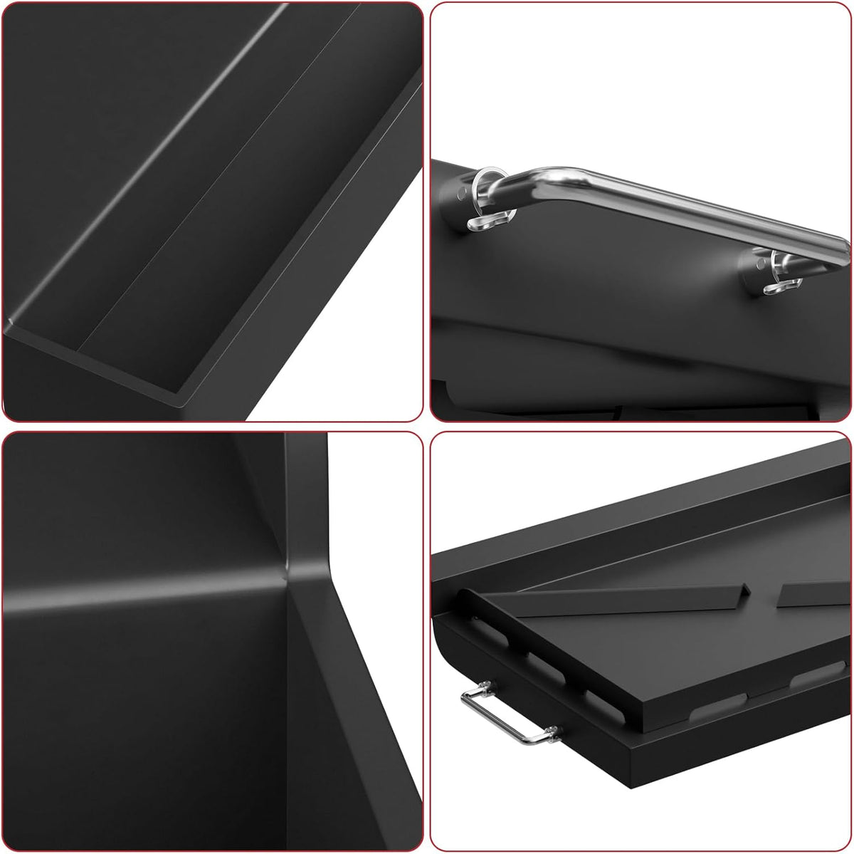 17" x 13" Universal Nonstick Griddle for Gas Grill, Carbon Steel Griddle Plate for BBQ Gas/Charcoal/Gas Stove, Flat Top Plate Grill with Removable Handles for Weber, Charbroil Grills