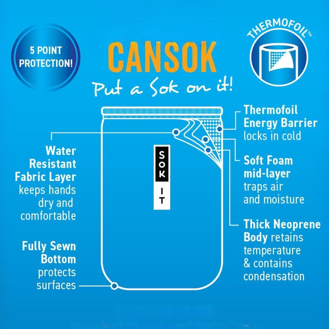 Sok It CanSok Sleeve for Beer & Soda Insulated Neoprene Cover (Midnight Hour, 12oz Can Sleeve)