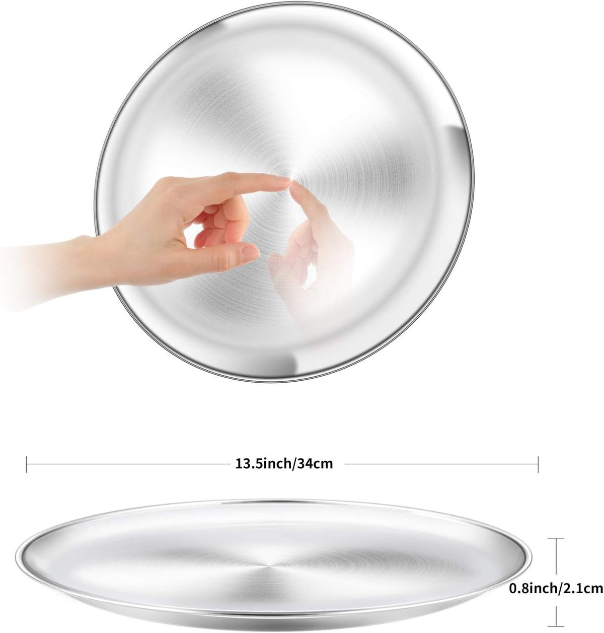 Pizza Pan, 13½ inch Stainless Steel Pizza Pan Set Large Pizza Oven Pans Tray for Baking Serving, Healthy & Heavy Duty, Dishwasher Safe & Easy Clean - 4 Piece