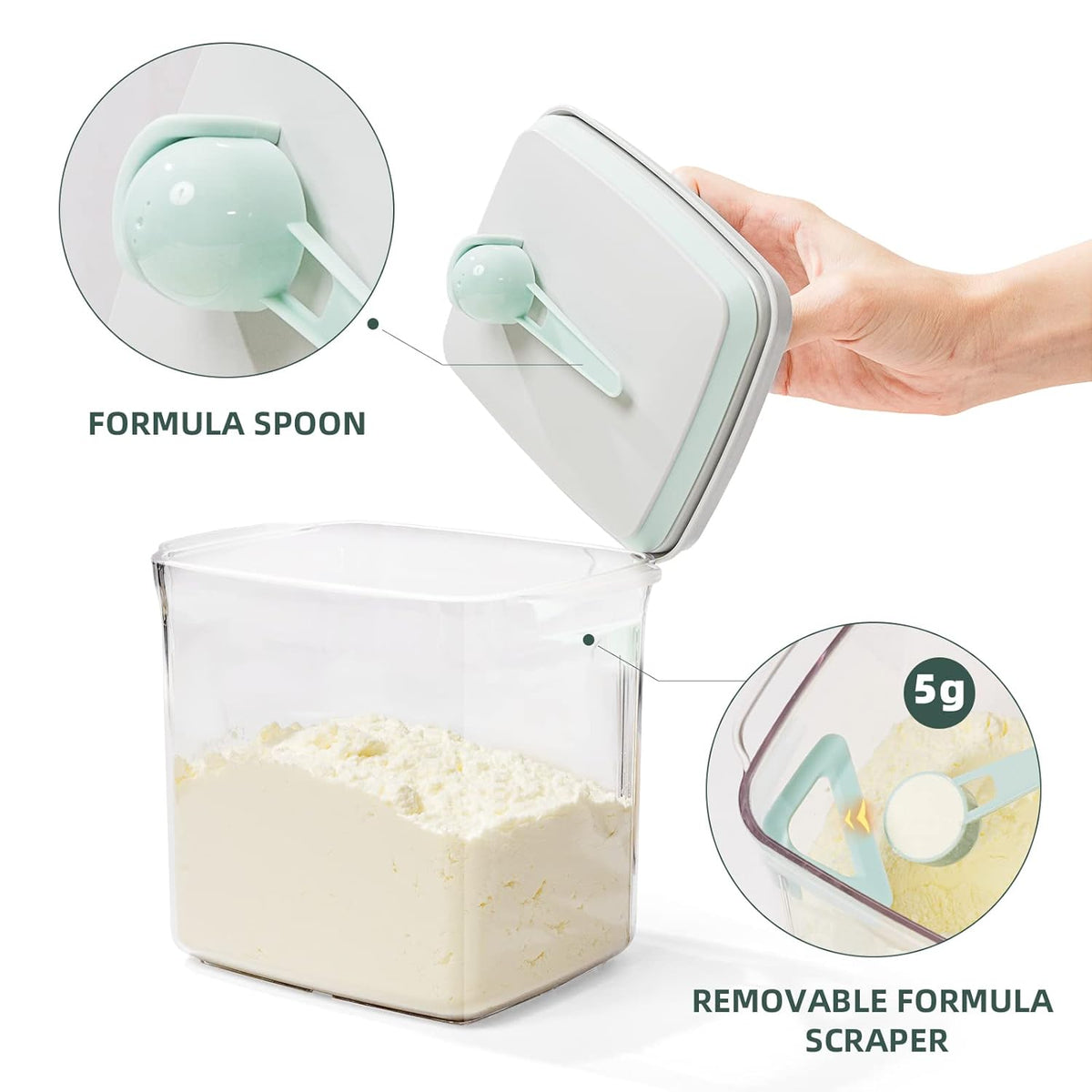 1000ml Formula Travel Container Airtight Formula Dispenser On The Go, 11OZ, 0.66LB, 300g, Clear