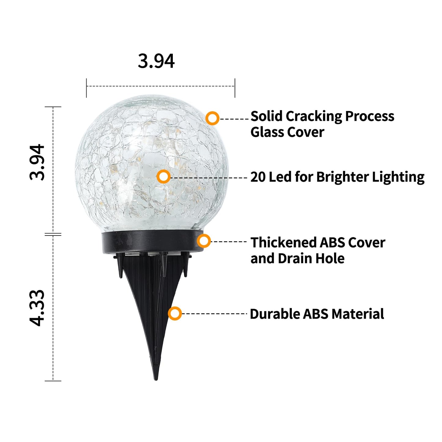 JKIMK Solar Globe Lights Outdoor Waterproof-Solar Balls for Garden