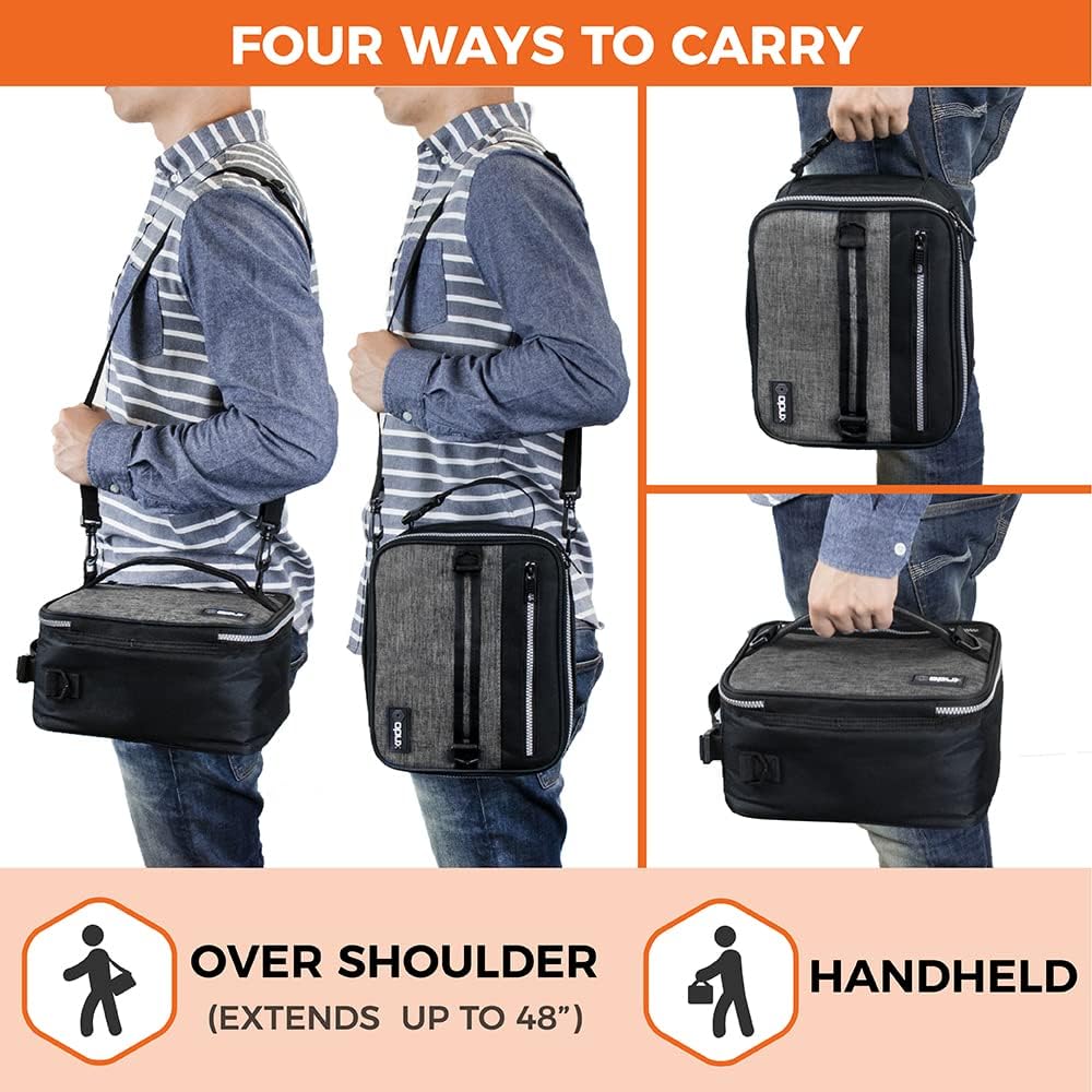 opux Insulated Lunch Box for Men Women Adult, Compact Lunch Bag for Kids Boy Girl Teen, Soft Lunch Cooler Bag for Work School, Leakproof Lunchbox Lunch Pail with Clip-on Buckle, Heather Gray