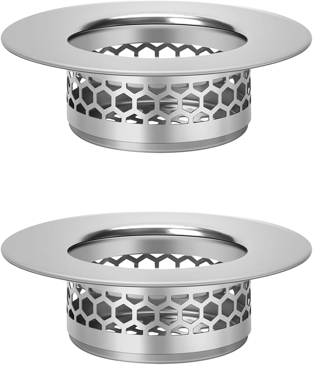 Hair Catcher Shower Drain Bathtub Lavatory Sink Drain Strainer for Laundry, Mop Pool, Utility, Slop, RV Sink, Stainless Steel Drain Filter。Fit Hole Size from 1.65-2.17" ，2Pack (1.5”)