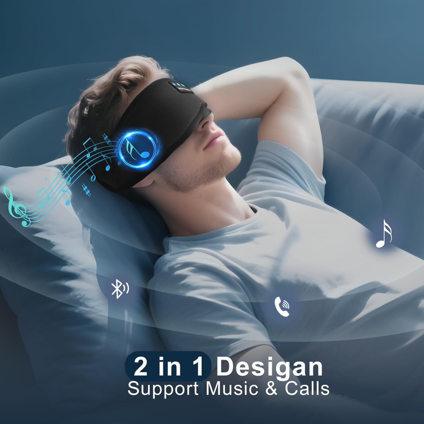 Sleep Mask with Bluetooth 5.4 Headphones - Blackout Sleeping Mask Side Sleeper Eye Masks Earphone Rechargeable Headband Wiless Music Ear Muffs Portable Travel Essentials Gift for Women Men Mom