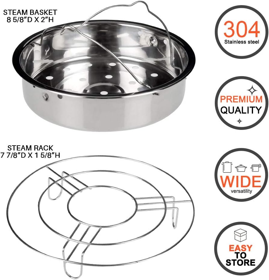Secura Stainless Steel 6-quart Electric Pressure Cooker Steam Rack Steamer Basket Insert Set