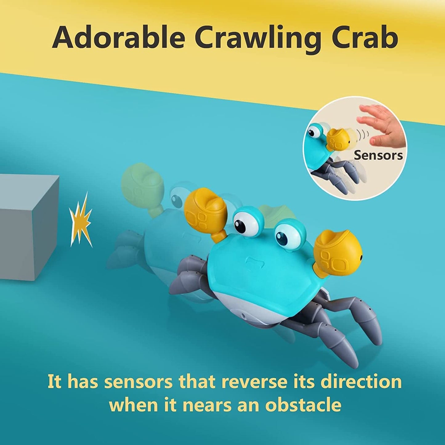 control future Crawling Crab Toy for Little Ones, Tummy Time Toy with Music and Lights, Interactive Moving Crab for Crawling, Walking and Early Development, Birthday Gift for Kids