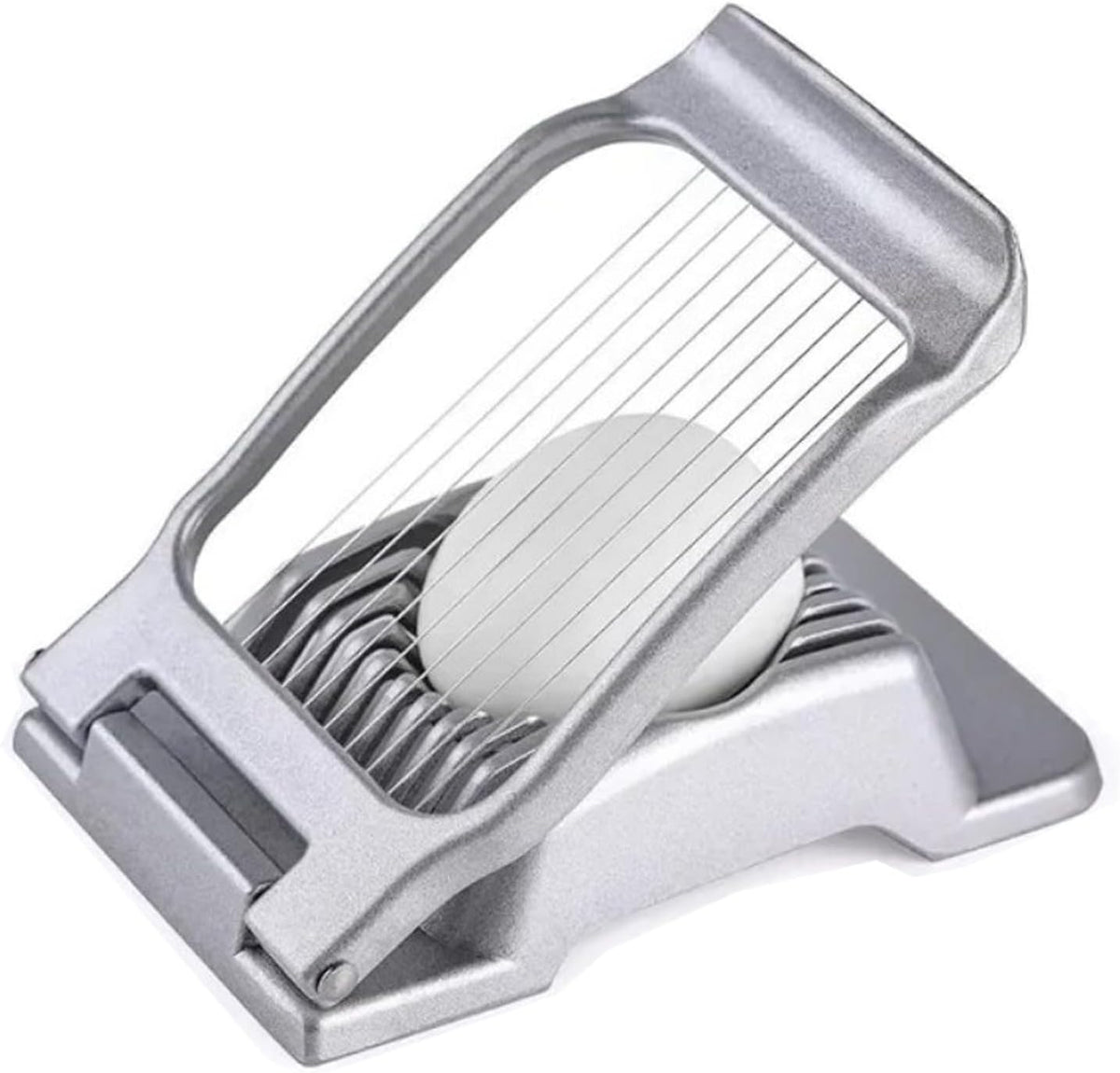 Egg Slicer for Hard Boiled Eggs, Heavy Duty Metal Stainless Steel Aluminum Alloy Egg Cutter for Egg Strawberry Mushroom Hot Dog Soft Fruit Kitchen Tool (Silver)