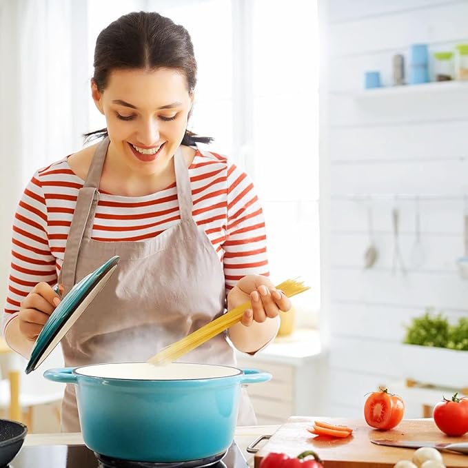 Cast Iron Dutch Oven 4.5 Quart Enameled Cast Iron Dutch Oven Pot with lid Heavy Duty Dutch Oven Dual Handles Porcelain Enameled Cast Iron Pot for Baking Braiser Cooking Family or Friends Gifts,Aqua