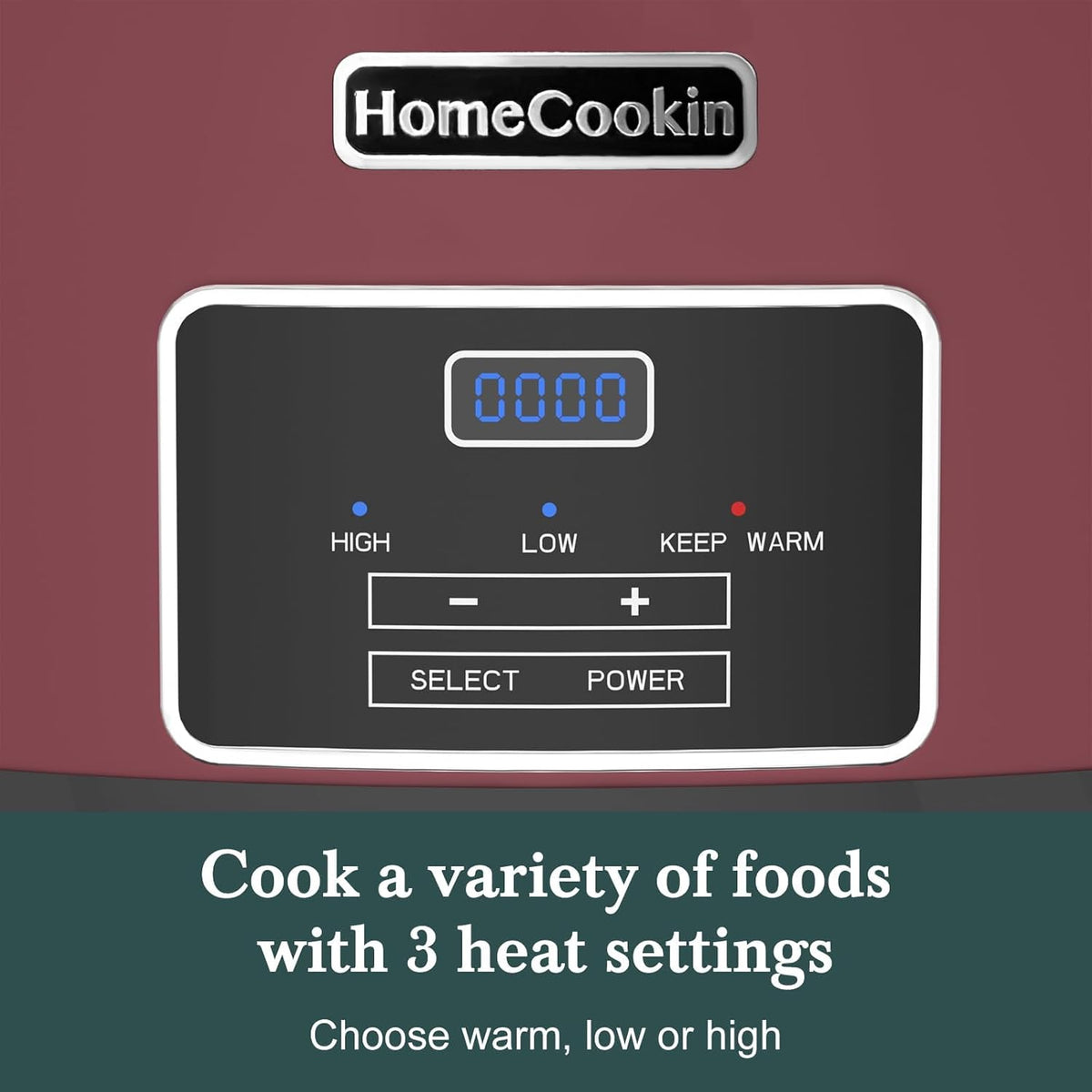 HOMECOOKIN 8-Quart Programmable Slow Cooker with Timer Keep Warm - Small Kitchen Appliance for Family Dinners - Serves 6+ People (Red Shell + White Ceramic Liner)