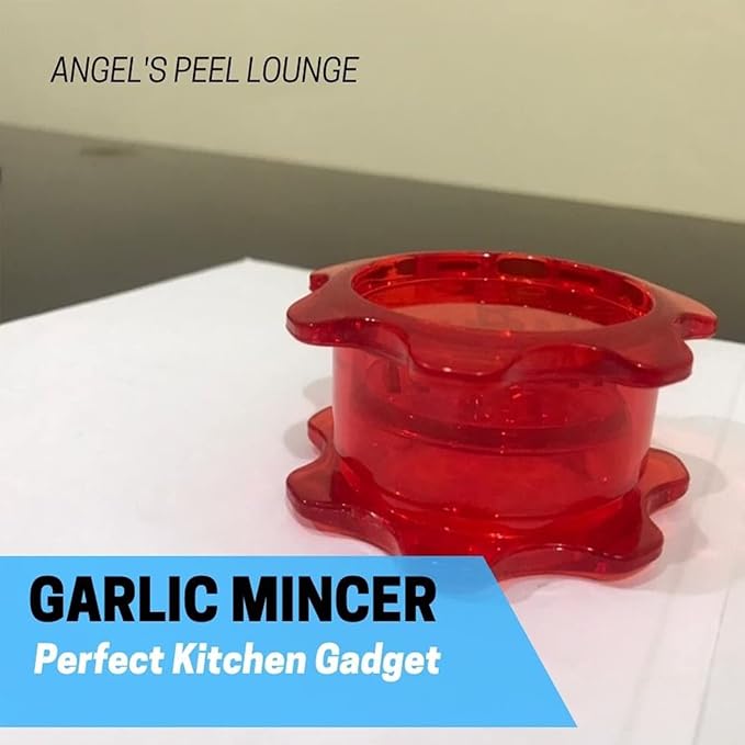 Angel’s Peel Lounge Gerlic Mincer, Manual Garlic Press for Quick Meal Preparation - Kitchen Tools for Mincing Gerlic, Ginger, Herbs, Nuts (Red Color)
