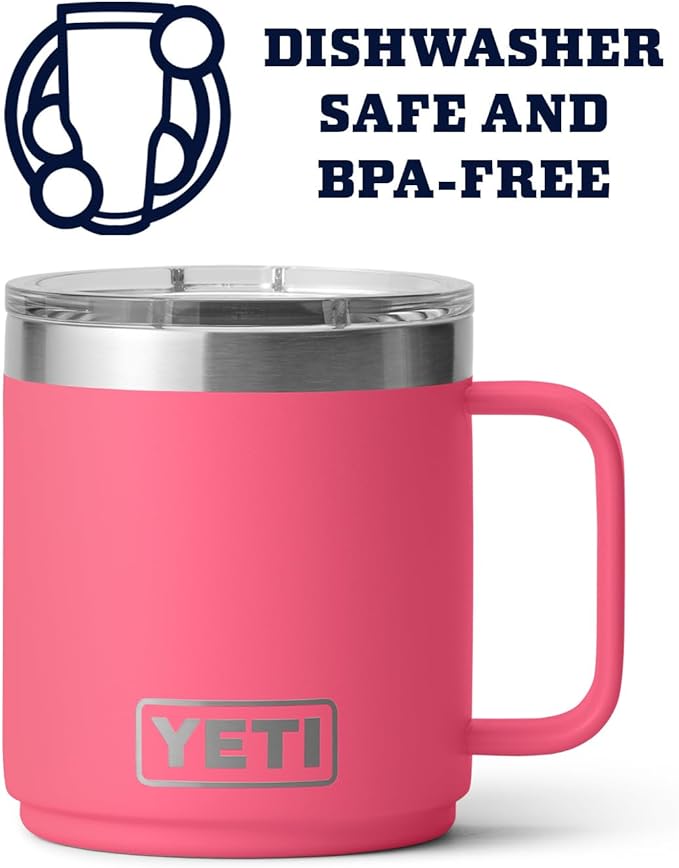 YETI Rambler 10 oz Stackable Mug, Vacuum Insulated, Stainless Steel with MagSlider Lid, Tropical Pink