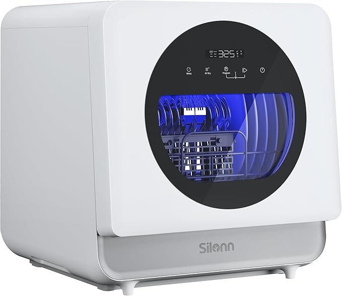 Silonn Portable Countertop Dishwasher | Triple-Jet Cleaning, Smart App Control, Built-In Water Tank & Dual Supply | Compact Design for Dorm, Apartment, RV