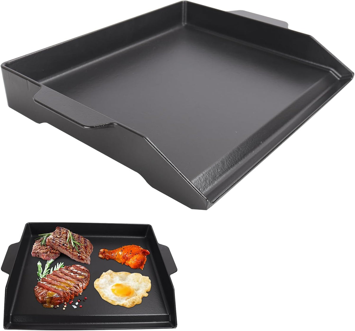 Universal Cast Iron Flat Top Griddle for Gas/Stove/Electric/Charcoal Grill,23" X 16 BBQ Griddle Insert for Weber Camp Chef Nexgrill StoveTop Griddle,Tailgating Nonstick Coating Cooking Skillet Pan,1PC