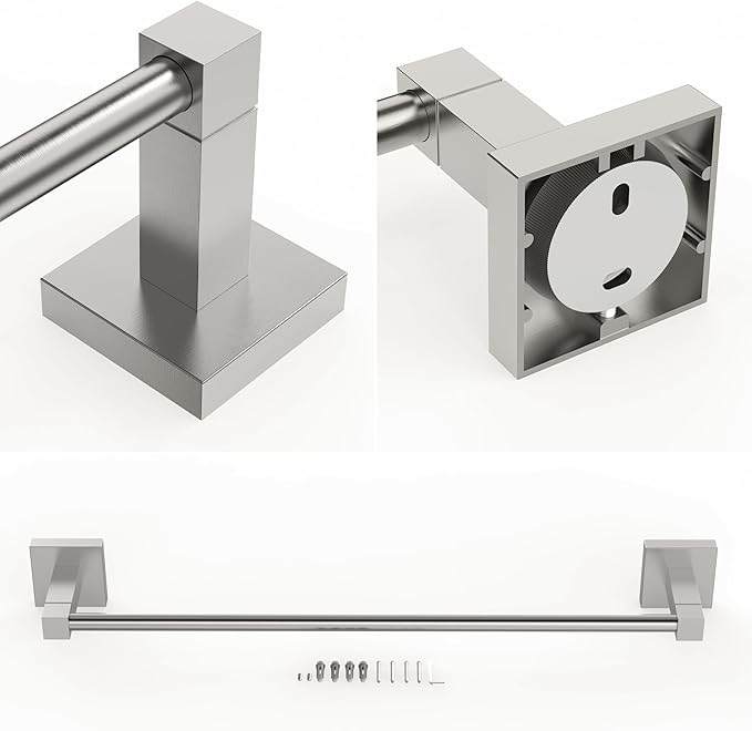 RUACQ Towel Bar 18inch, Towel Racks for Bathroom, 304 Stainless Steel Towel Holder Wall Mounted, Heavy Duty Bathroom Decor Towel Rod (Brushed Nickel)