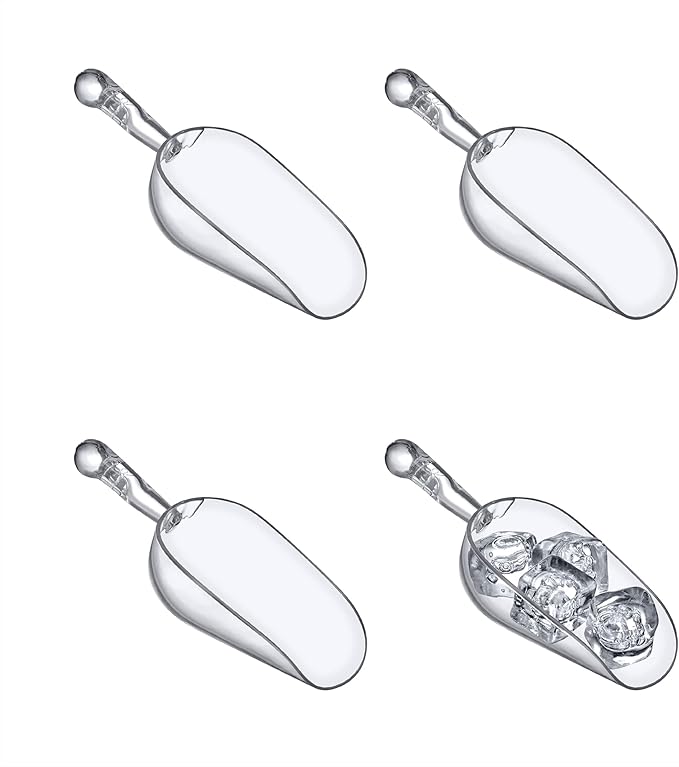 Amazing Abby - Elsa - 5-Ounce Plastic Ice Scoops (Set of 4), Plastic Utility Scoops, BPA-Free, Food-Grade, Shatter-Proof, Good for Kitchen and Restaurant, Perfect for Home and Commercial Use
