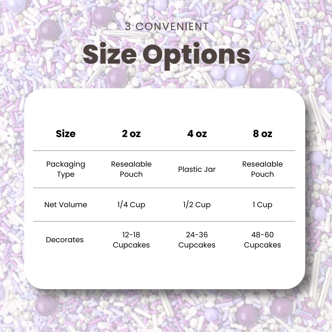 Sprinkle Pop Perfectly Purple Sprinkle Mix| Monochromatic Mix of Rich Purple White & Lavender Sprinkles Made in USA for Decorating Valentine’s Day Bridal Shower Birthday Cakes Cookies Cupcakes, 2oz