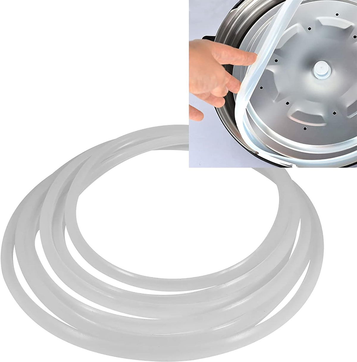 Pressure Cooker Sealing, 22/24/26/32cm Dia Clear Silicone Gasket Sealing Cookware Accessories Replacement High Temperature for Household Restaurant(Diameter 24CM)