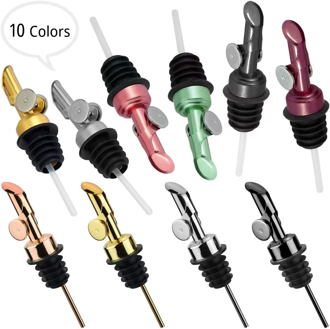 MEETSWEET Olive oil dispenser spout, pour spouts，304stainless steel automatic opening and closing spout, leak-proof, for olive oil, vinegar, wine and other liquid bottles (304black 2pcs)…