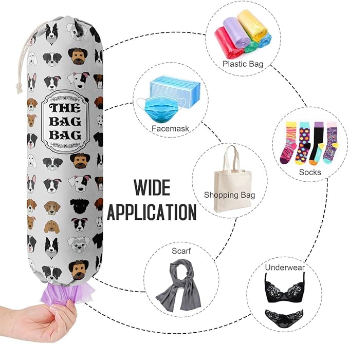 Grocery Bags Holder Organizer For Shopping Bags, Wall Mount Plastic Bags Storage Container Dispensers, Pet Lovers Home Kitchen Bags, The Bag Bag Grocery Bag Holder, Gifts For Women Dog Mom Dad (G-9)