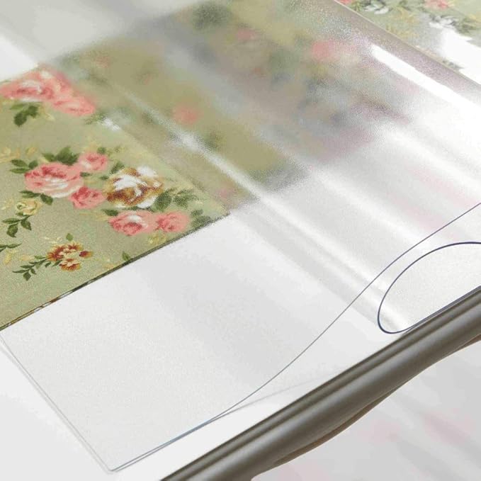 NECAUX Custom Multisize 1.5mm Thick Frosted PVC Table Cover Protector - 28 x 42 Inch Water Resistant Plastic Rectangular Vinyl Non-Slip Desk Pad for Coffee Table/Writing Desk