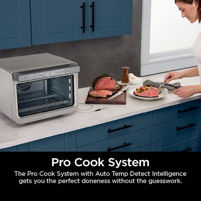 Ninja Prestige Smart XL with Pro Cook System 10-in-1 Air Fry Digital Countertop Convection Toaster Oven with Air Fry, Air Roast, Broil & Bake, Pro Cook Thermometer, 1800 Watts, Stainless Steel, DT551