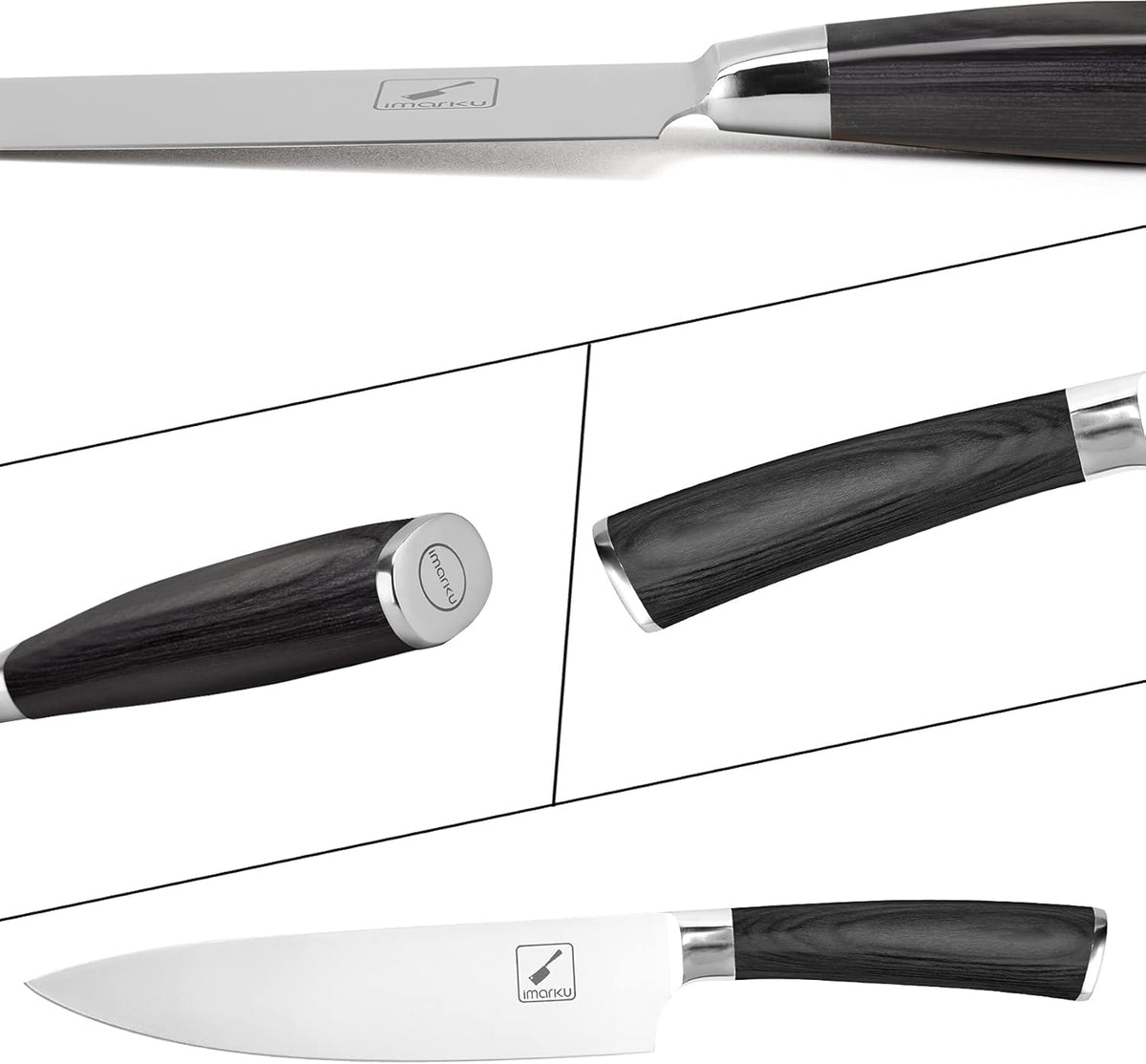 imarku Chef Knife - Pro Kitchen Knife 8 Inch Chef's Knives Japanese SUS440A Stainless Steel Sharp Paring Knife with Ergonomic Handle, Black Handle, Gifts for men and Women