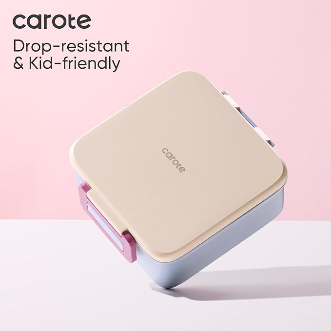CAROTE Bento Box for Kids, Lunch Box Kids with 8oz Thermos for Hot Food, Lunch Container for Girls Boys, 3 or 5 Compartments with 2 Removable Dividers, BPA Free/Leak Proof/Dishwasher Safe