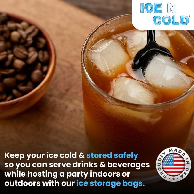 Ice Bags with Drawstring Closure | 20lb, 400ct/cs | 50 mic Thickness | Portable Storage and Freezer Keeper