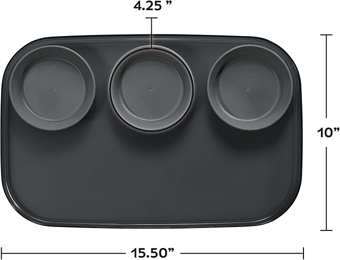madesmart dipware 3 Bowl Serving Tray, Collapsible & Removable Dip Bowls for Charcuterie, Guacomole, Snacks, Veggies, Premium Dishwasher & Microwave Safe, Multipurpose Plate & Bowl, Midnight