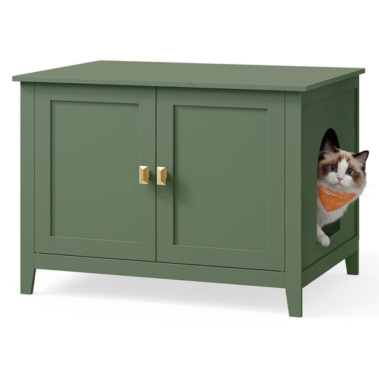 Feandrea Cat Litter Box Enclosure, Double Doors, Handles