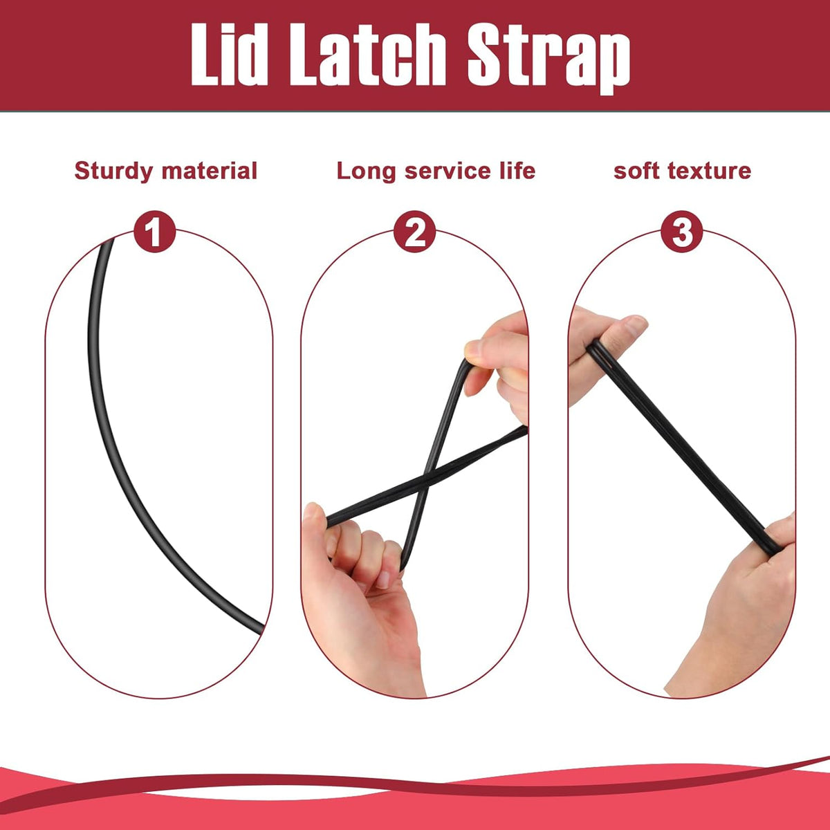 Black Lid Latch Strap Rubber Band 6,7,8 Quart for Hamilton Beach Crock Pot Slow Cooker 1PCS
