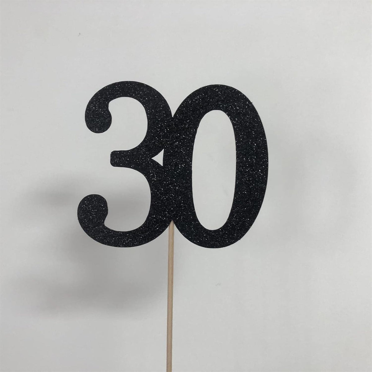 10-Pack Double Sided Glitter 30th Birthday Centerpiece Anniversary Centerpiece Sticks, Number 30 Table Topper Cake Topper for 30th Birthday Anniversary Table Party Decorations (Double Sided black)