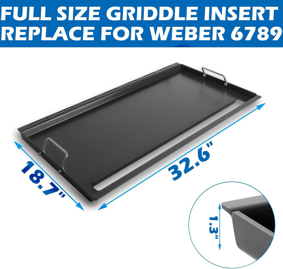 6789 Full Size Griddle Inserts for Weber Genesis II 400 Series Flat Top Grill Plate with Handles for Weber Genesis II E-410 S-410 E-435 S-435 LX E/S-440