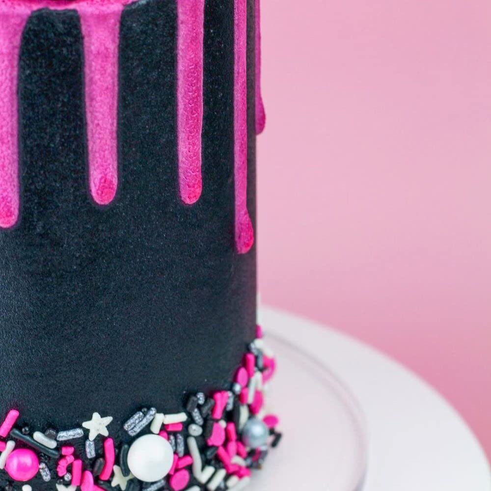 Black Pink Sprinkles for Cake Decorating, Baking - Fancy Minnie Mouse Sprinkles for Cupcake Decorating - Edible Minnie Mouse Cake Decorations in Pink and Black Princess with Jimmies, Pearls