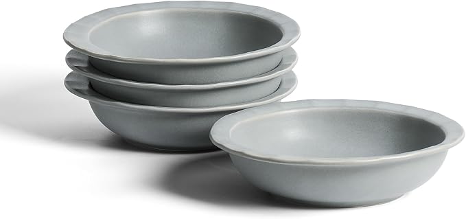 Stone Lain Oasis 4-Piece Pasta Bowl Set Stoneware, Grey Blue