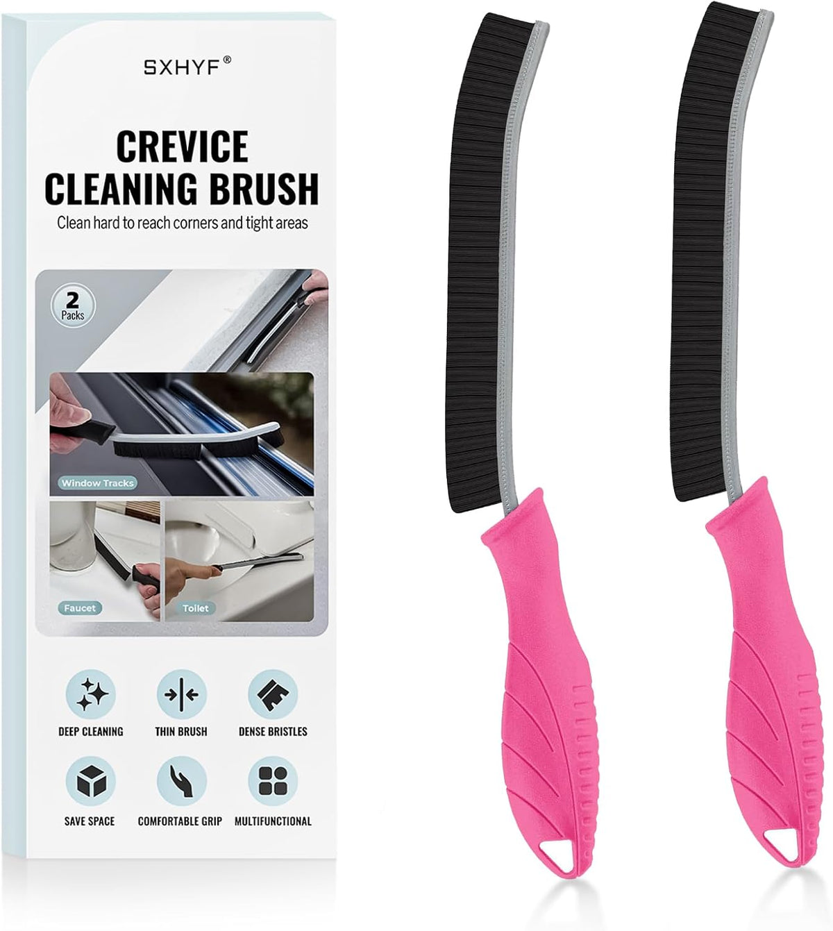 SXhyf Crevice Cleaning Brush - Grout Scrub Brush, House Cleaning Supplies, Gap Cleaning Tools, Home Essentials, Gifts for Women Men, Hard Bristle Crevice Cleaner Brush for Household Use, Bathroom