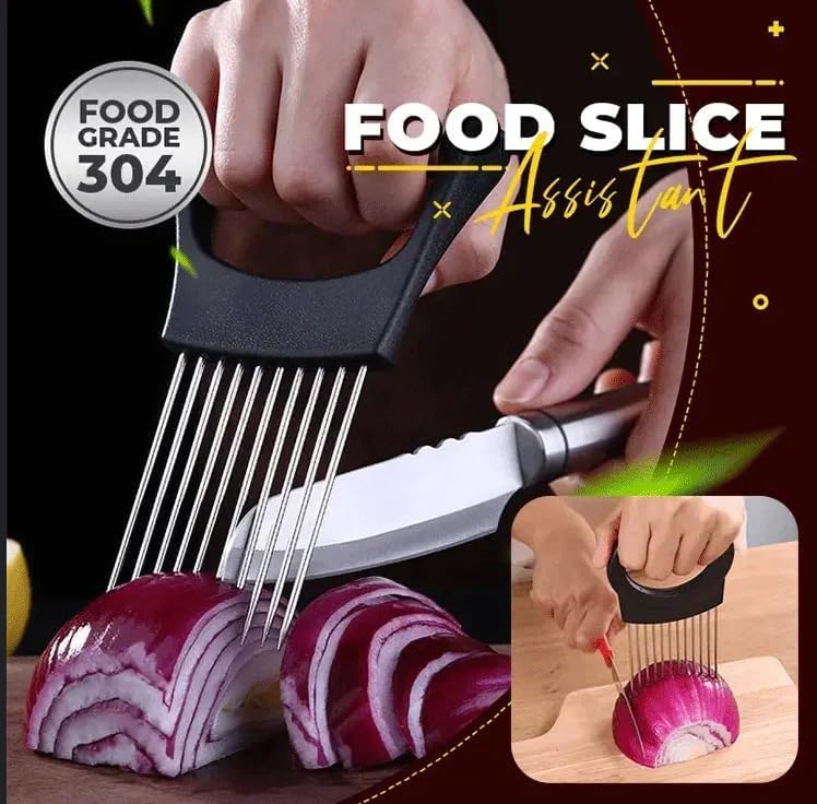 2025 Upgraded Onion Slicer, Onion Holder Chopper for Slicing, Chopper Slicer Assistant Tool, Cutter for Slicing of Meat, Potato, Tomato Kitchen Gadgets (2, Black)