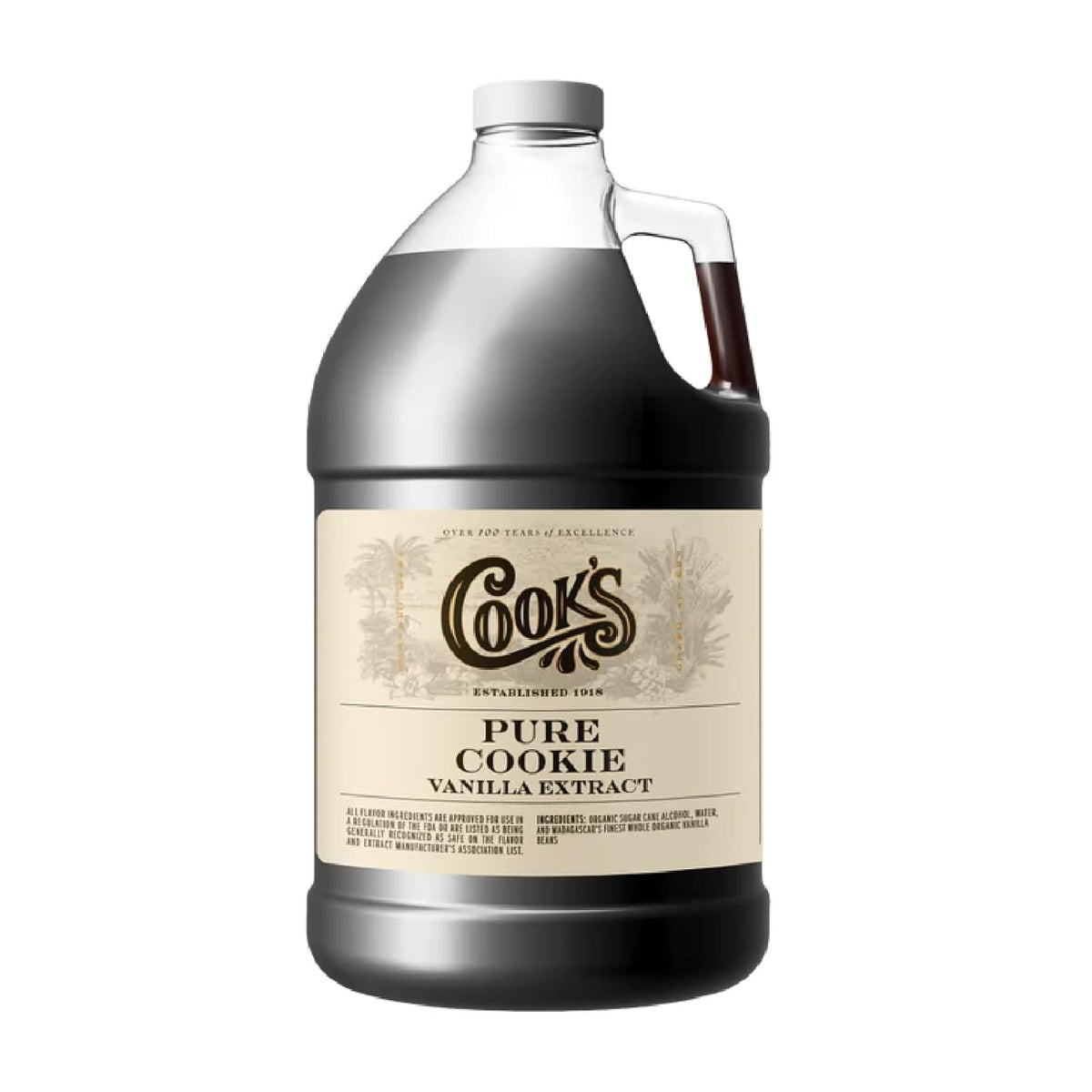 Cook's, Pure Cookie Vanilla Extract, Floral Vanilla Extract for Cakes, Cookies, Pastries, Ice Creams, 128 Ounces (1 Gallon)