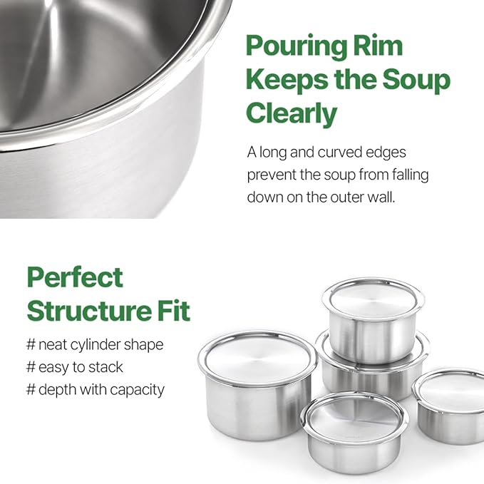 CaKE 5PCS Stainless Steel Food Storage Containers With Lids 5PCS Canister Set Kitchen Appliances Dishwasher Safe Premium South Korea