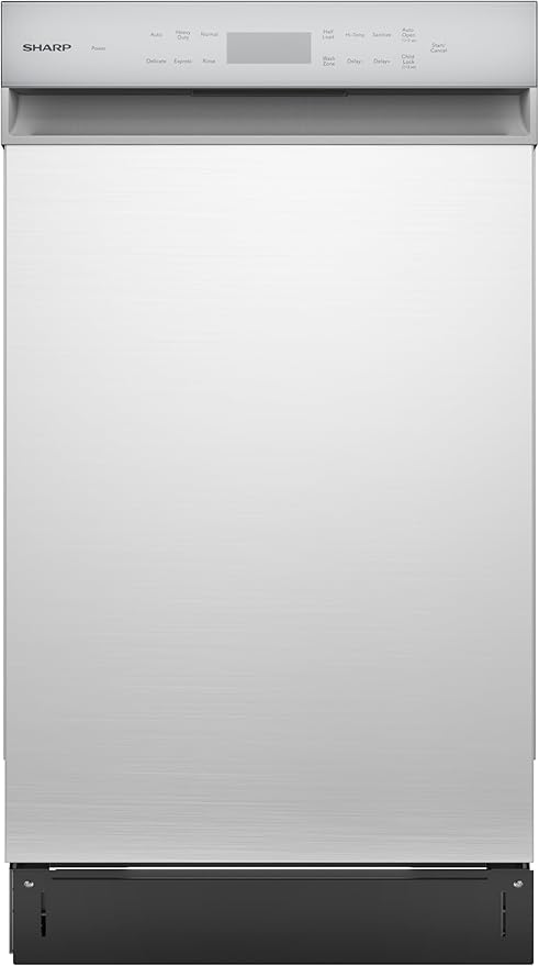 Sharp SDW4523MS 18-Inch Built-In Dishwasher, Stainless Steel, 47 dB, Third Rack, 8 Place Settings, 6 Wash Cycles