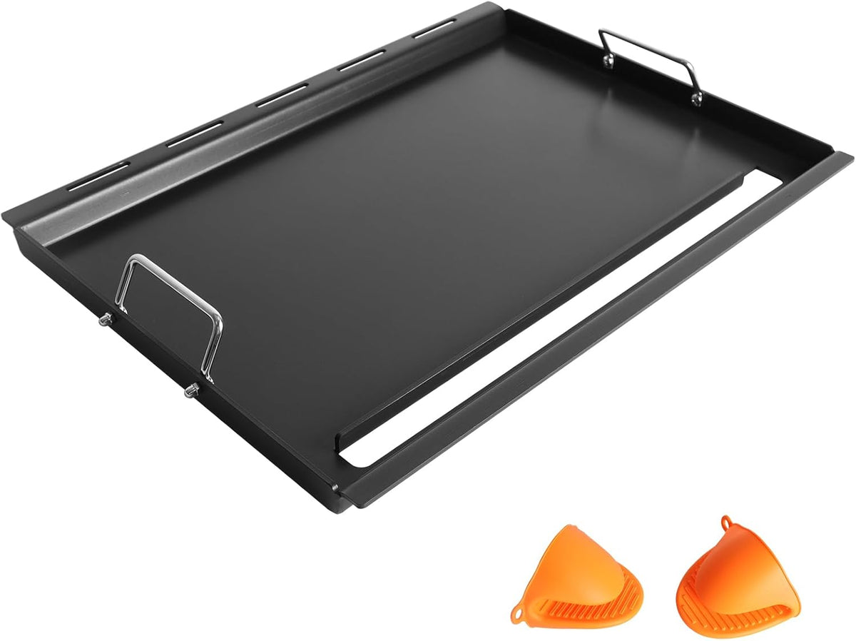 Full-Size Griddle Inserts for Weber Genesis 300 Gas Grills Flat Top Plate with Handles for Genesis E-310 S-310 E-320 S-320 E-330 S-330 EP-310 EP-320 EP-330 CEP-310 Replace for Weber 7524