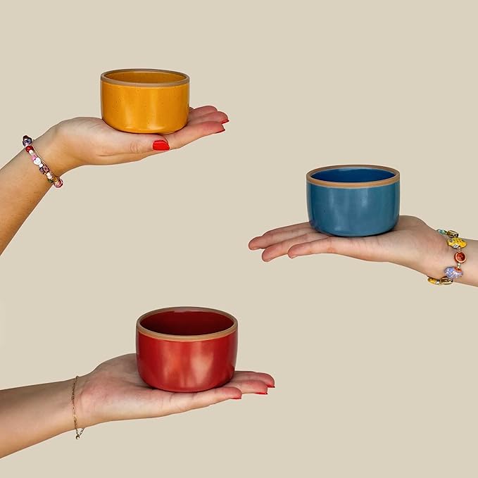 Mora Ceramic Ramekins - 8oz, Set of 6 - Small Oven Safe Baking Dishes/Cups - For Personal Pudding, Creme Brulee, Souffle, Serving Dip, Custard, Ice Cream - Single Mini Bowls - Artisan Colors