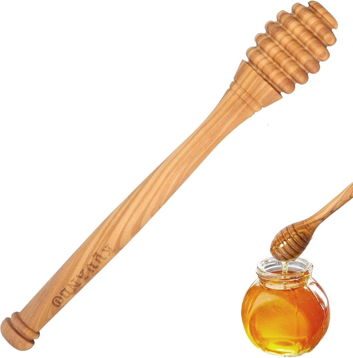 Traditional Olive Honey Dippers - Durable & Warp-Resistant, Preserves Honey Purity, 1pcs, 6.3 Inch