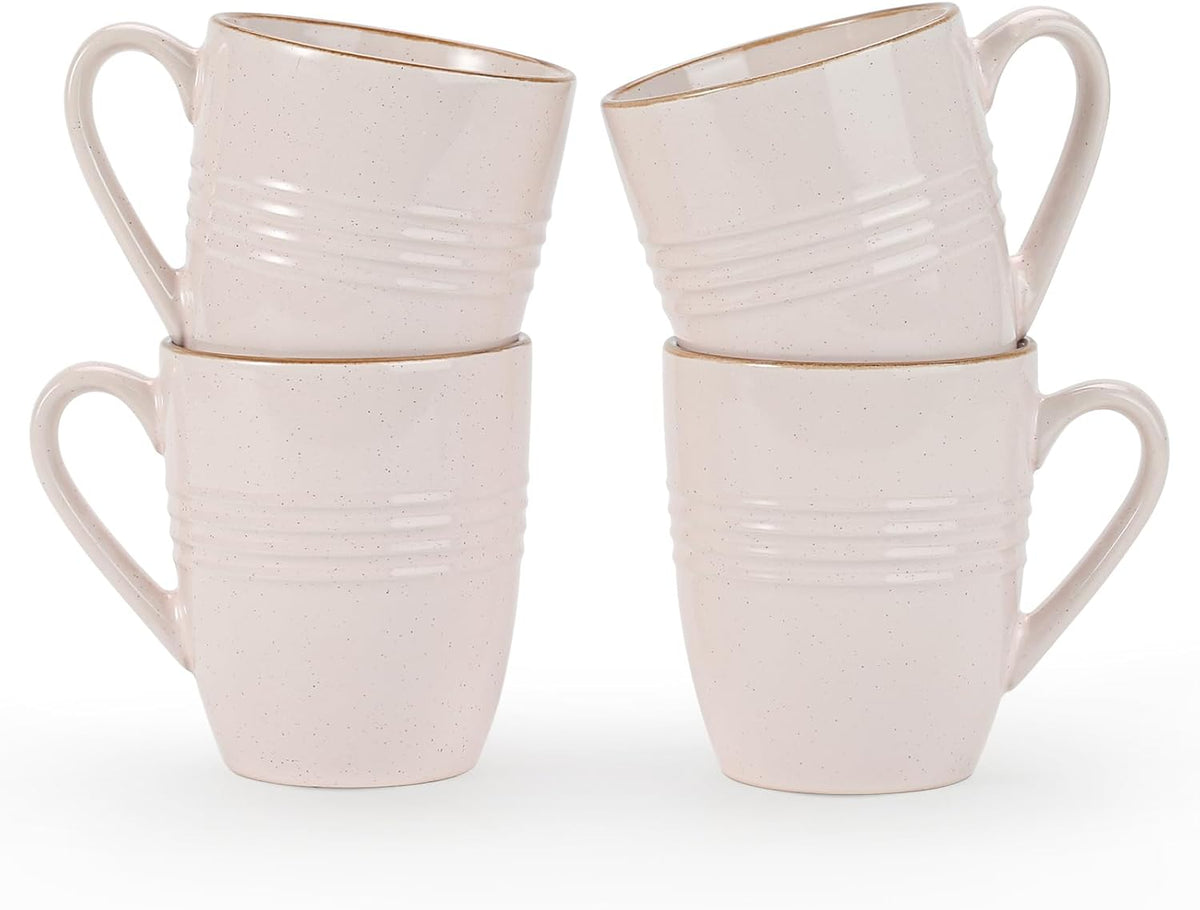famiware Jupiter Coffee Mugs Set of 4, 14 OZ Coffee Mug, Microwave and Dishwasher Safe, Coffee Cups with Handle for Coffee, Tea, Cocoa, Milk, Light Pink