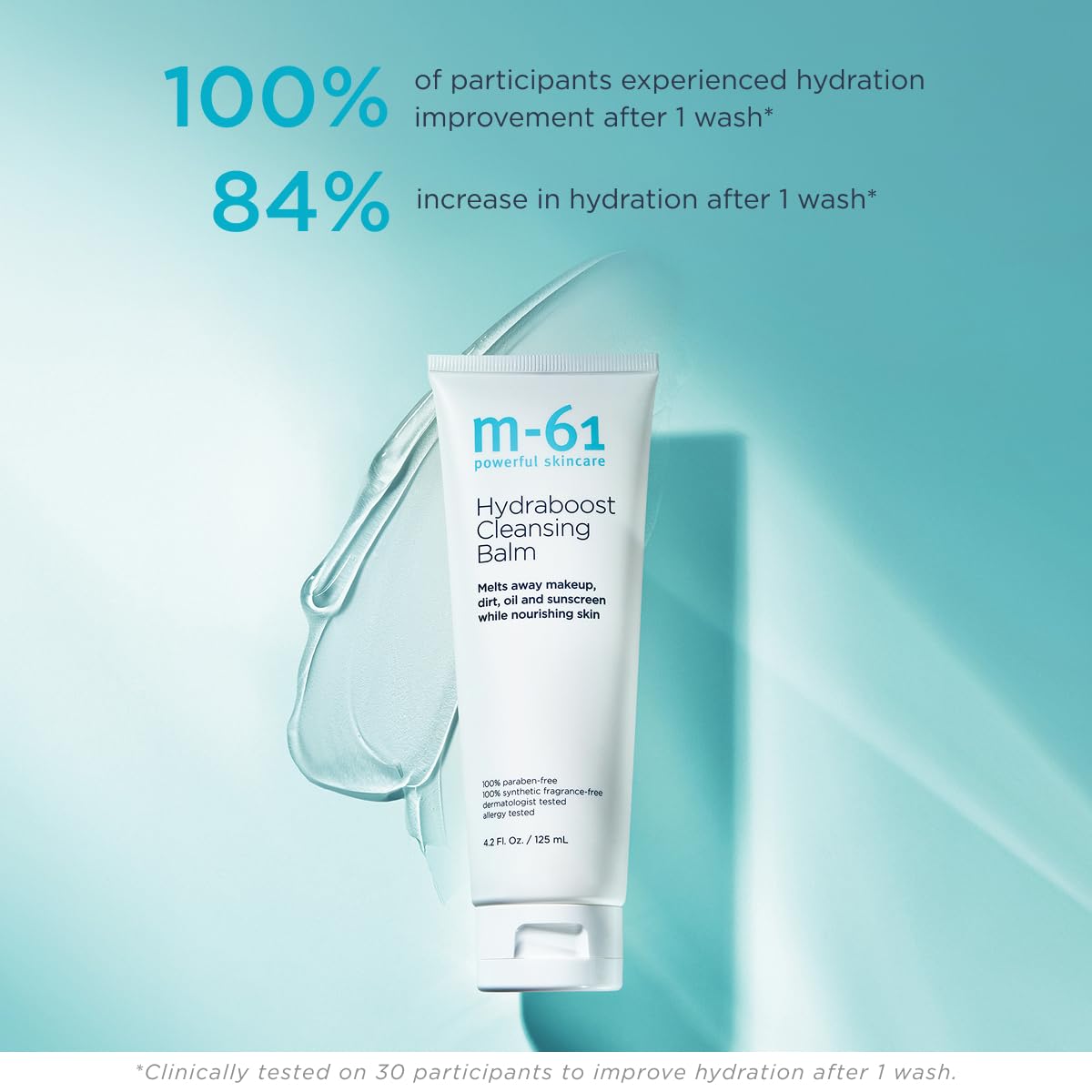 m-61 Hydraboost Cleansing Balm | Makeup Removing Cleanser Balm Melts Away Dirt, Oil, and Sunscreen | Fragrance Free | Derm & Allergy Tested | Made in USA | 4.2 Fl Oz