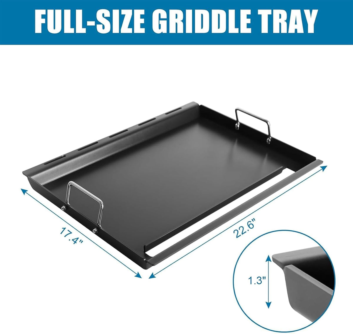 6787 Full-Size Griddle Inserts with Handles for Weber Spirit I & II 300 Series Grills Nonstick Flat Top Griddle for Weber Spirit E-310 E-320 S-310 S-320 Spirit II E-310 S-310 E-320 S-320 Series